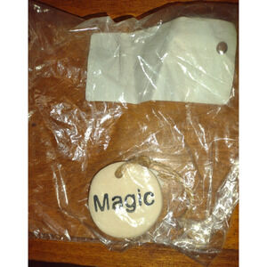 "Magic" Letter Tag‎ Decorations, Twine String, Stone Natural Finish, Lot of 6
